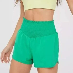 Aerie Green Smocked Shorts